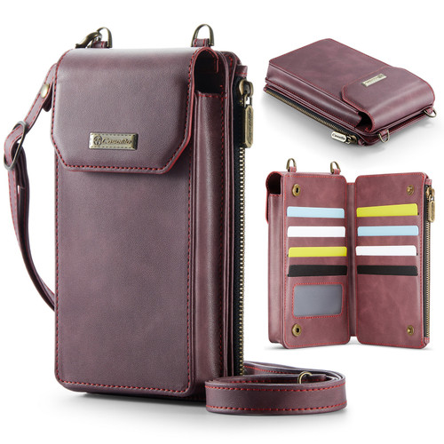 CaseMe Me40 Vertical Multifunctional Shoulder Crossbody Phone Bag - Red